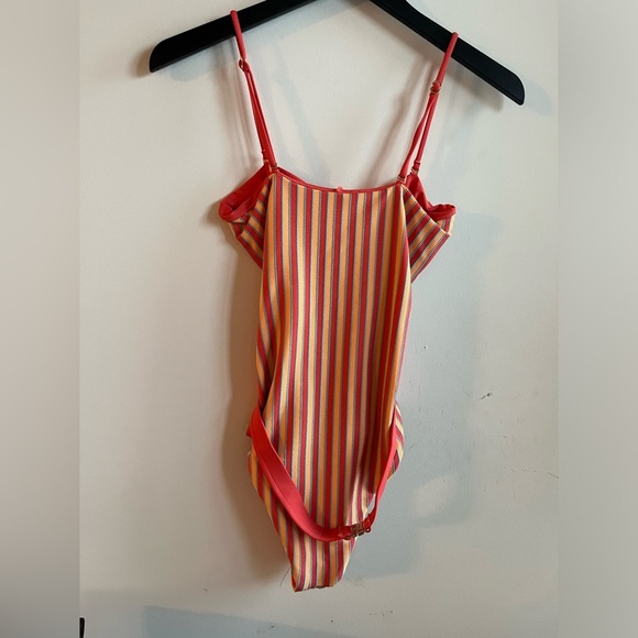 L*Space Belted Striped Orange and White Swimsuit - Picture 8 of 11